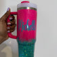 Personalized Pink & Teal Stanley Glitter Tumbler