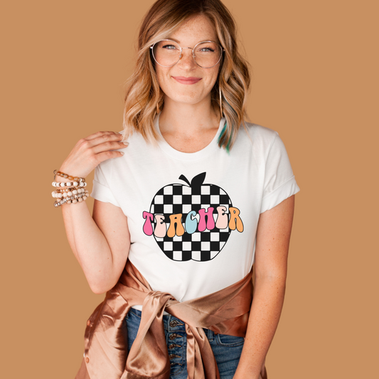 Teacher Checkered Apple T-shirt