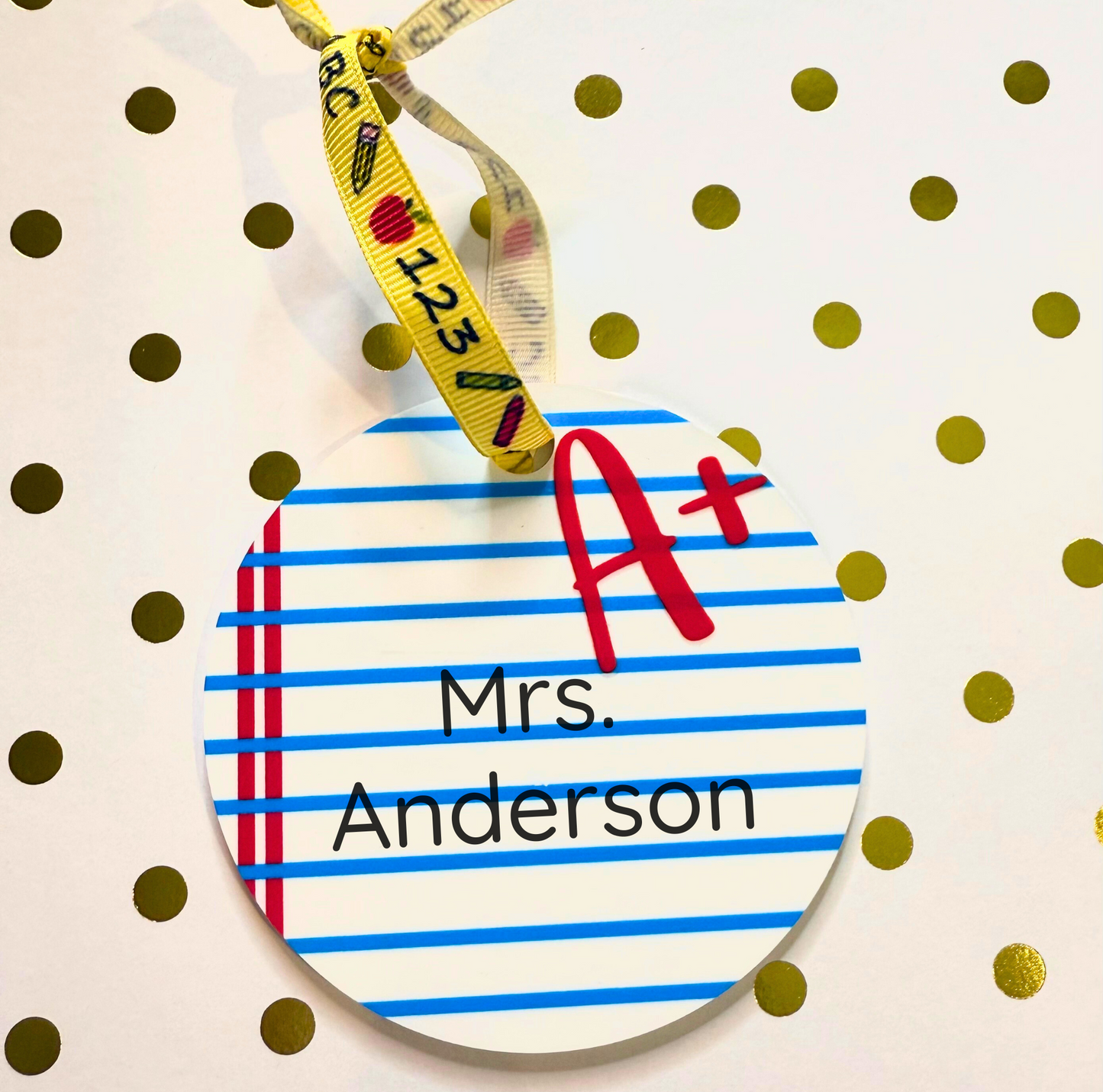 Notebook Paper Teacher Acrylic Ornament