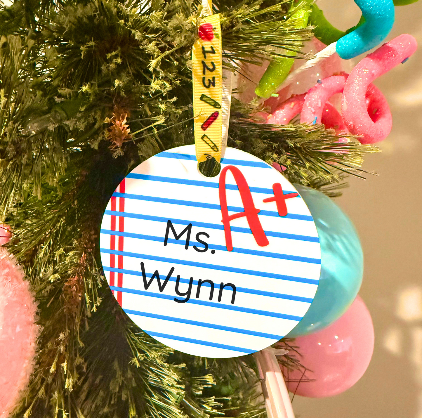 Notebook Paper Teacher Acrylic Ornament